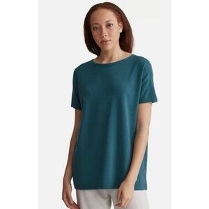 NWOT Eileen Fisher Cashmere Sweater blue short sleeve soft warm 3X new plus size